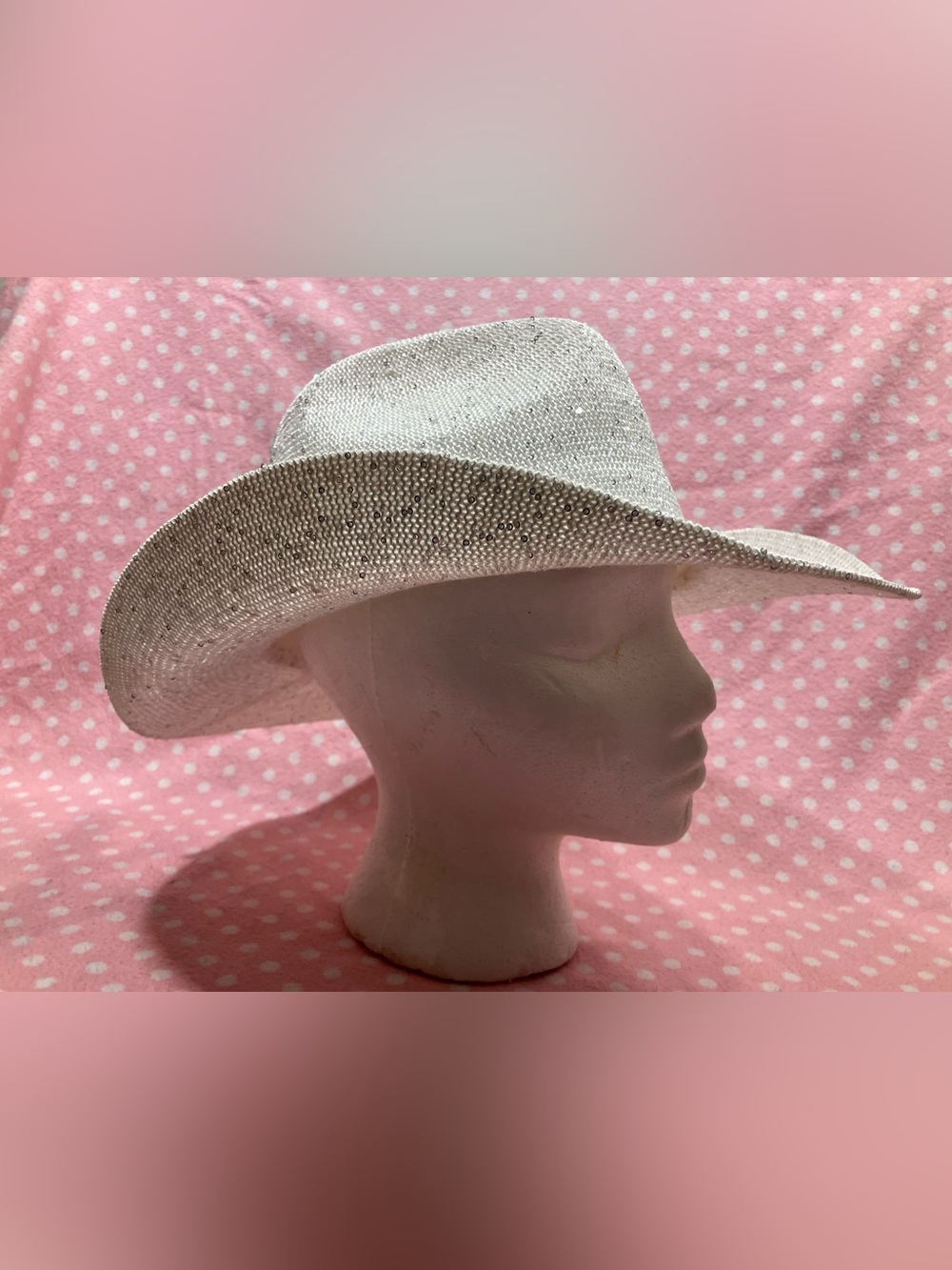 Stylish Women's White Straw Cowboy Hat - Picture 12 of 14